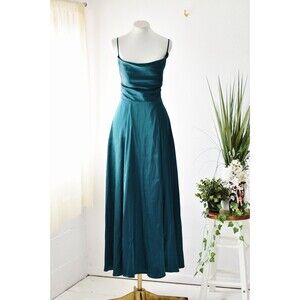 galina signature bridesmaid dress Woman's XS Dark Green Teal A-Line Corset Back
